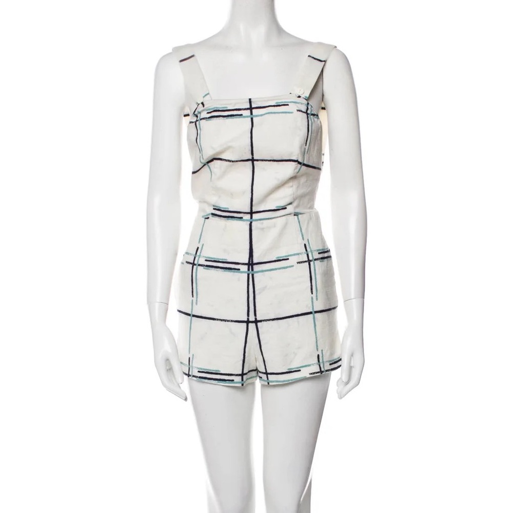 Stylish White and Black Checkered Jumpsuit